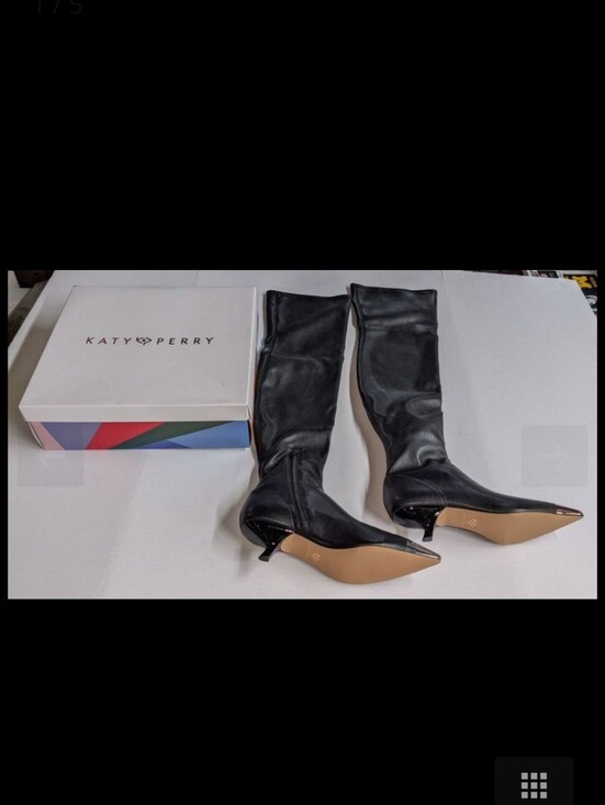 Katy Perry Collections Shoes - Katy Perry Collections Black Pointed-Toe Knee Boots with Kitten Heel